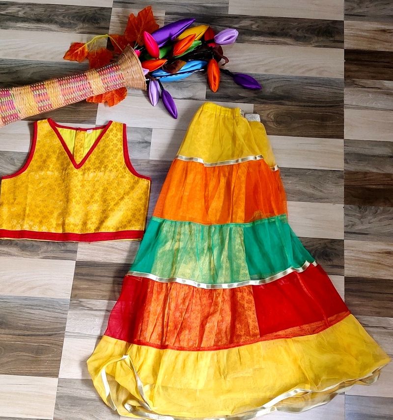 Banarasi Jacquard Lahenga Choli (6-7year) Set