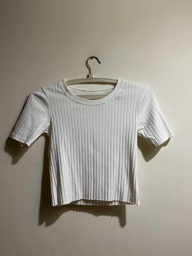 Off White Ribbed Top