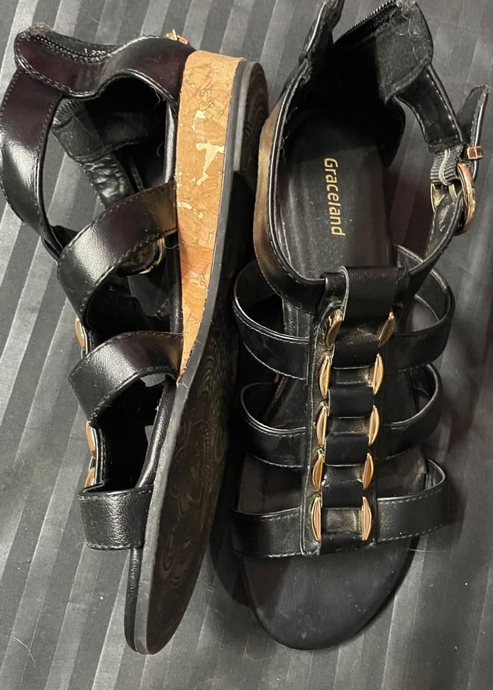 New Branded Leather Sandal With Golden Base