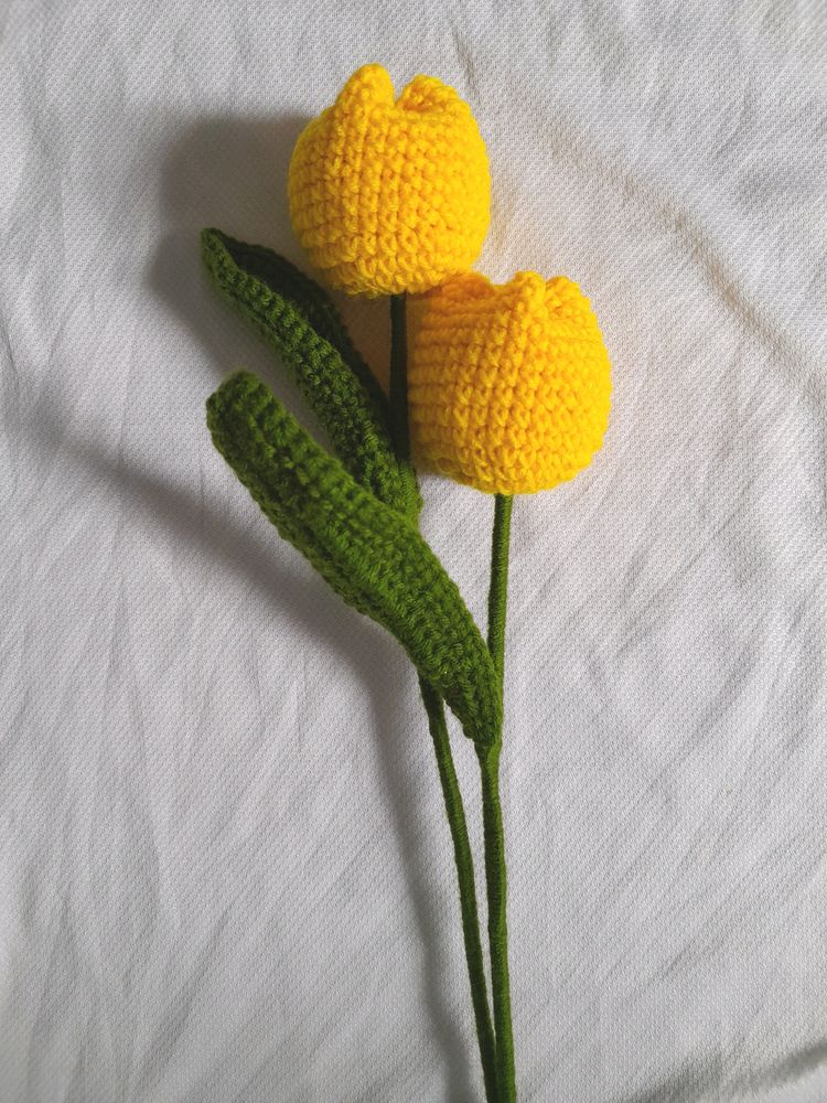 Yellow Crochet Tulip (Set-2pcs)