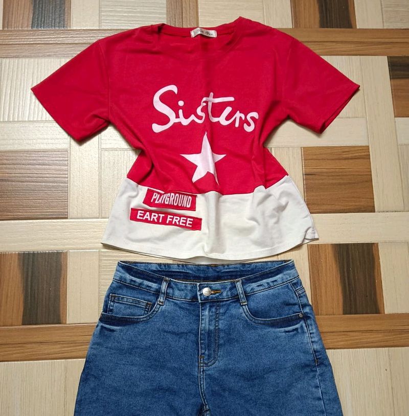 Cute Cherry Red Crop Baby Tee🍒