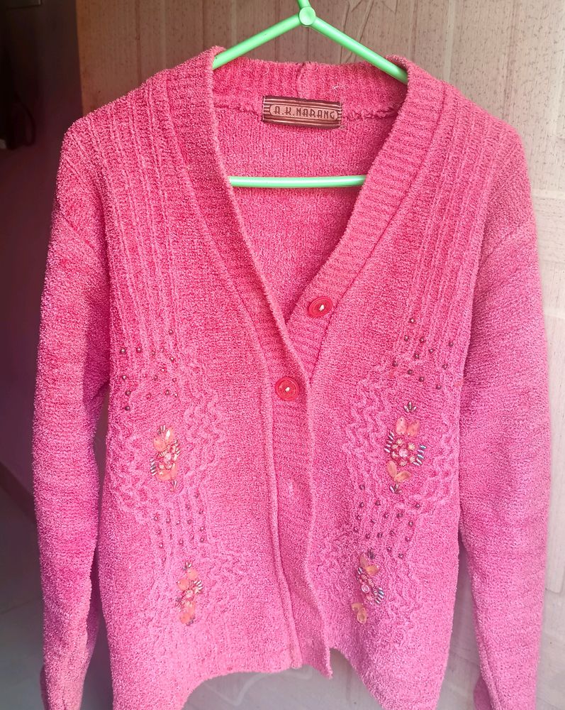 Women's Pink Sweater(Shimmery Acrylic)