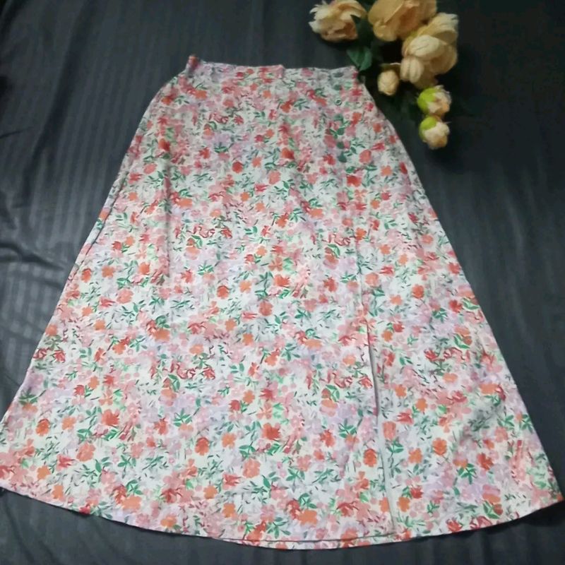 Summer Floral Slit Aline Skirt