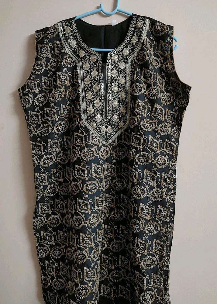 XXL Black Sleeveless Kurta