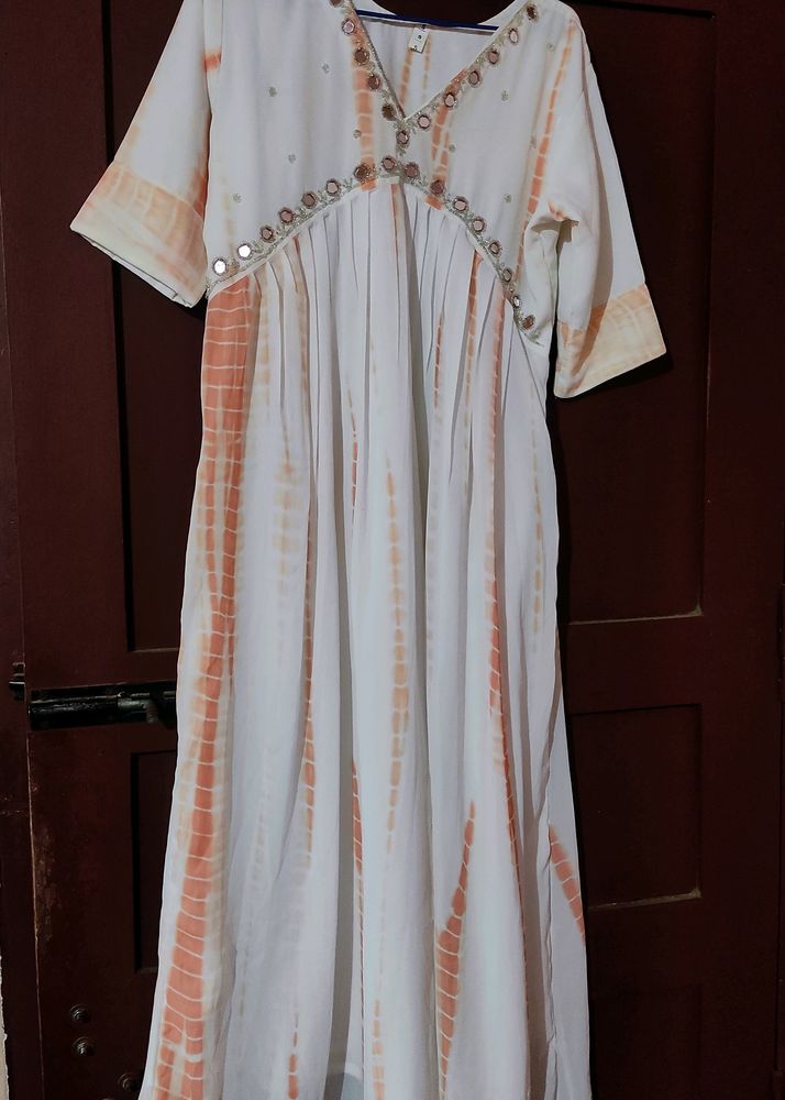 White Mirror Worked Kurta