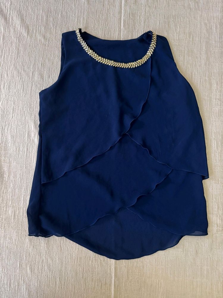 Blue Frill Overlapped Top💙