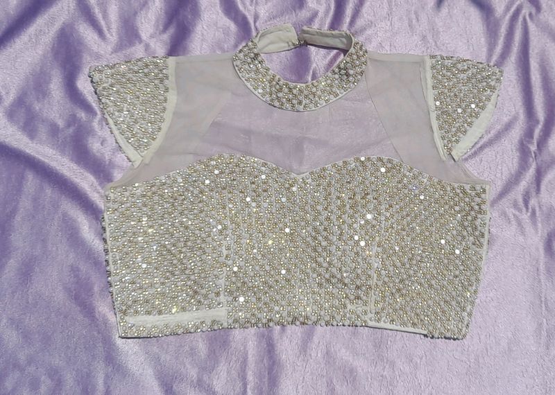 White Pearl Blouse. Desiner Blouse