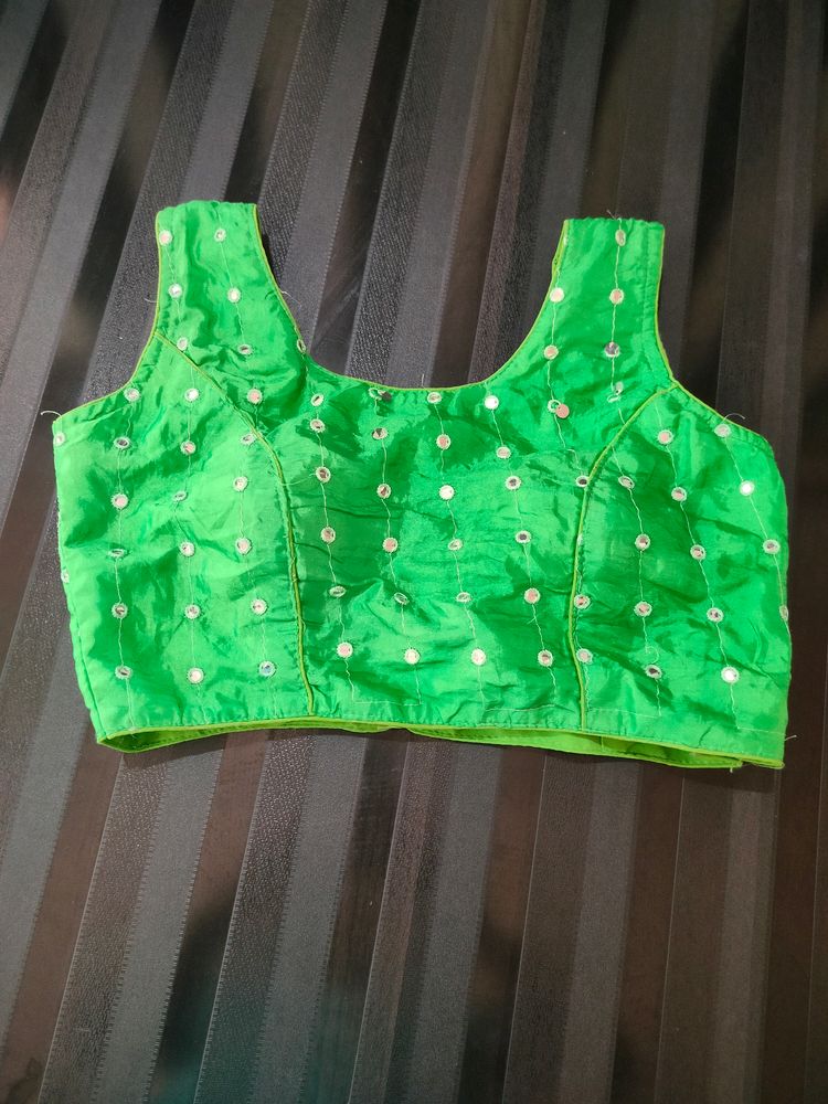 Artificial Mirror Work Blouse 💚