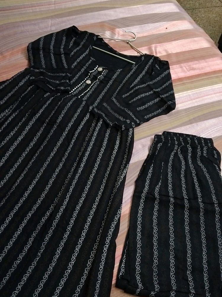 Black Kurta Pant Set 🖤❤️🤍