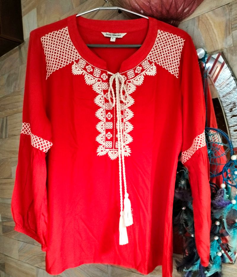 Embroidery Red Top