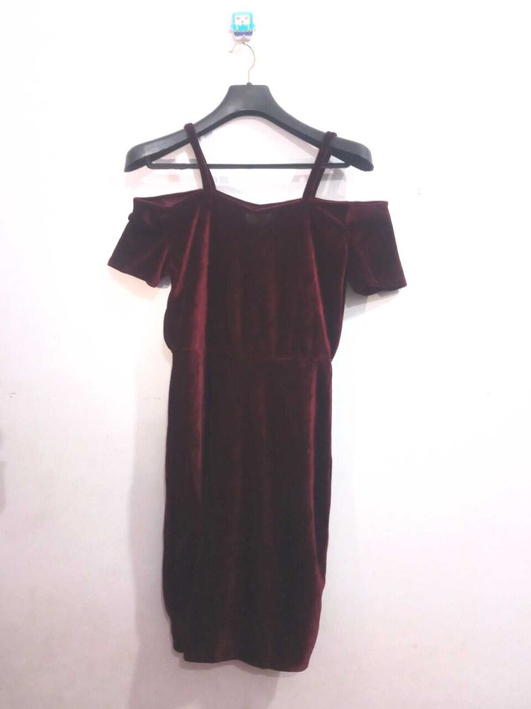 Maroon Valvet Dress