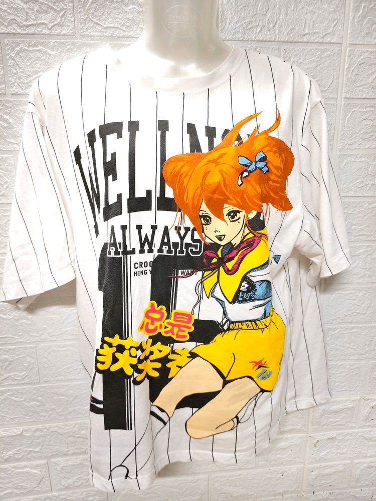 Printed Korean Anime T-Shirt for M To L Size