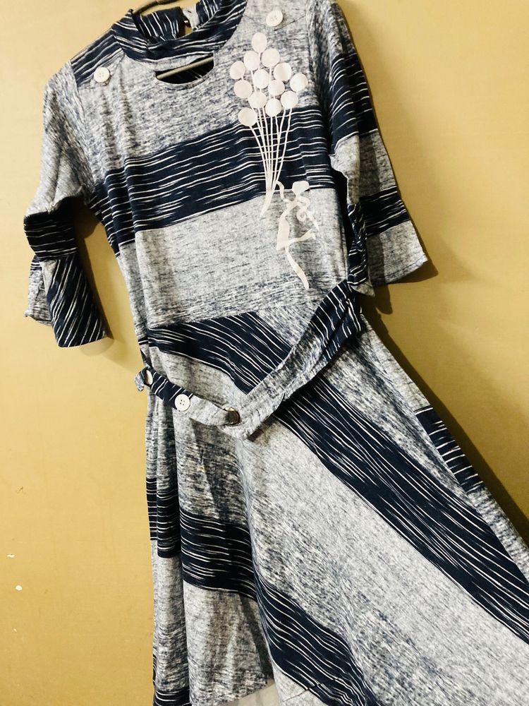 Grey And Black Stylish One Pices Dress Unused