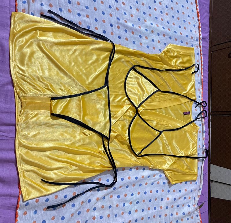 3 Piece Yellow Nighty