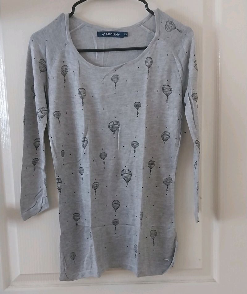 ALLEN SOLLY GREY 3/4th SLEEVES TOP