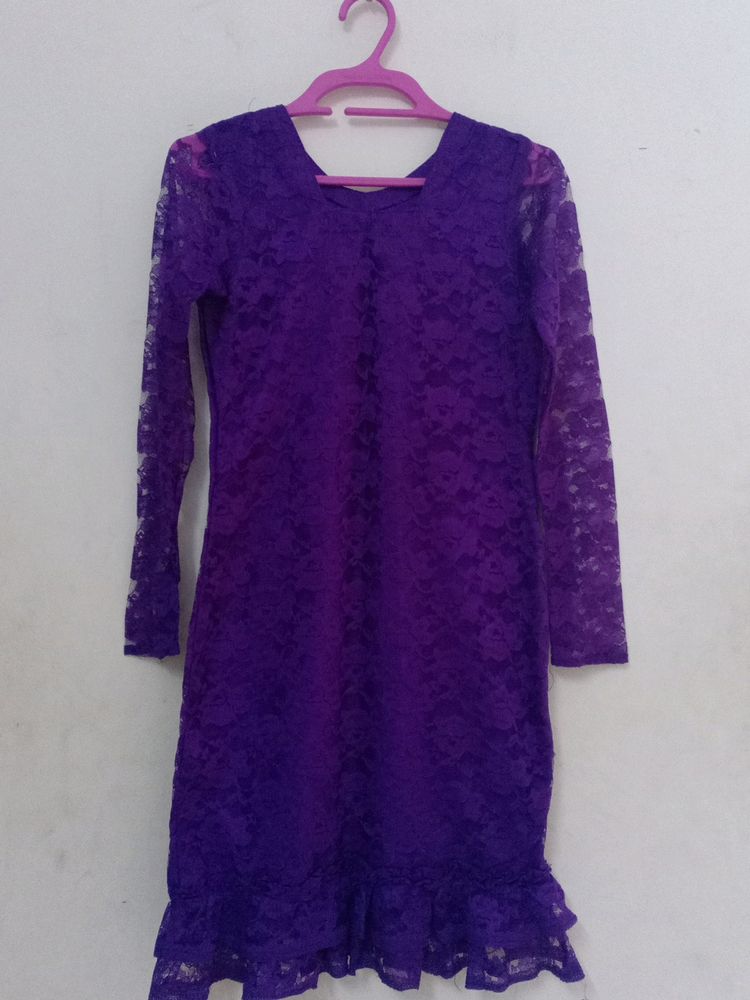 Women's Purple One Piece With Full Sleeves, Fully