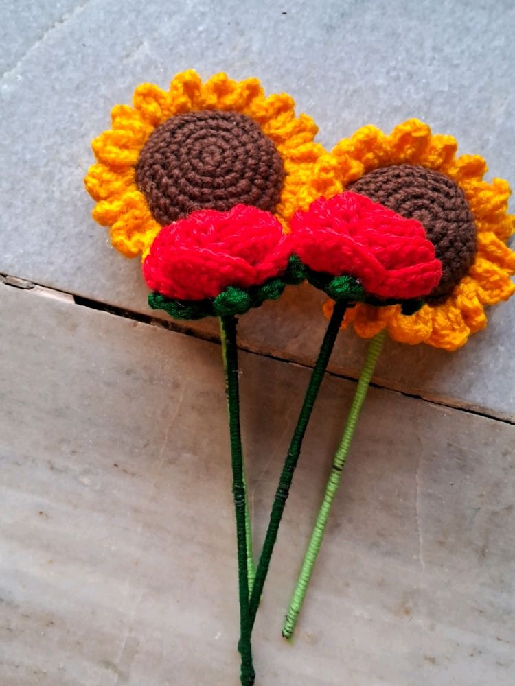 Rose And Sunflower Crochet