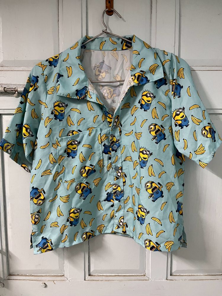 Minion Print Crop Shirt