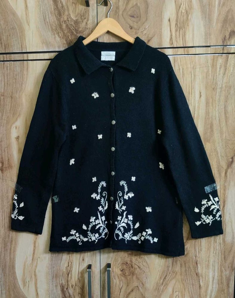 Black Embroidery Work Cardigan Size-38-40