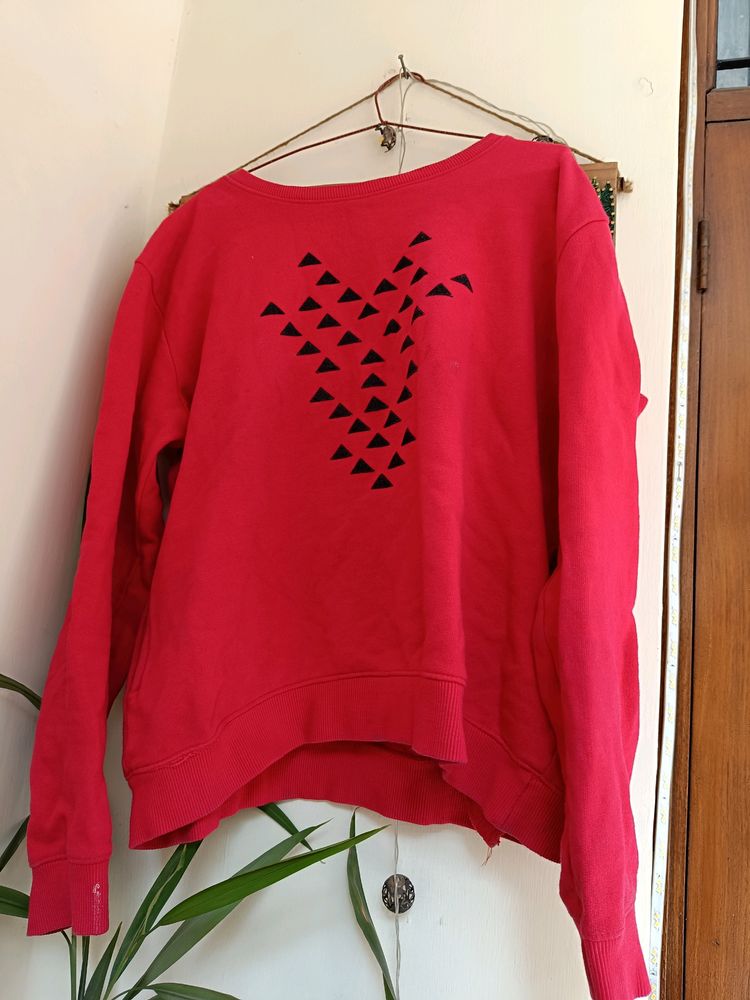 Red Colour Sweatshirt For Women