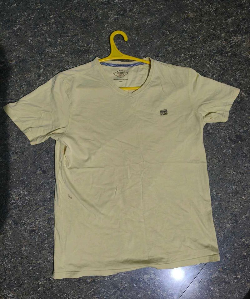 Lee Cooper Yellow Plain Tshirt Large