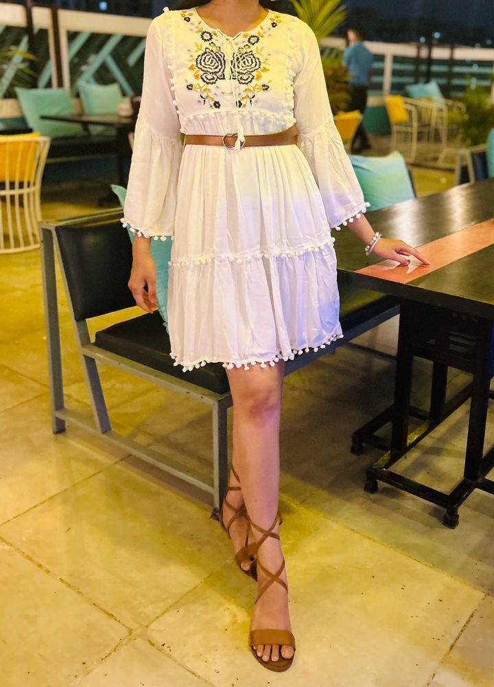 White Boho Dress