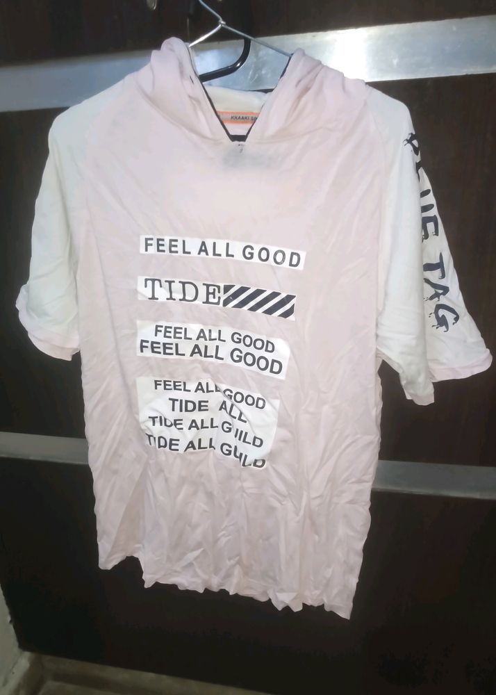 Light Pink Tshirt With Hoodie