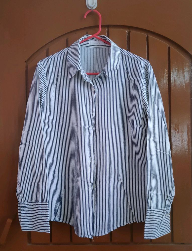 White And Blue Striped Shirt