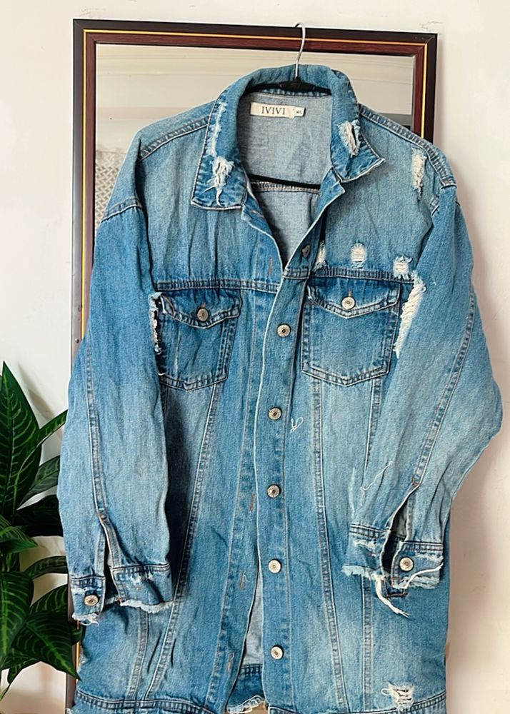 Distressed Denim Jacket🫶