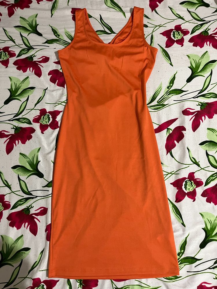 Reversible Bright Orange Cutout One-Piece