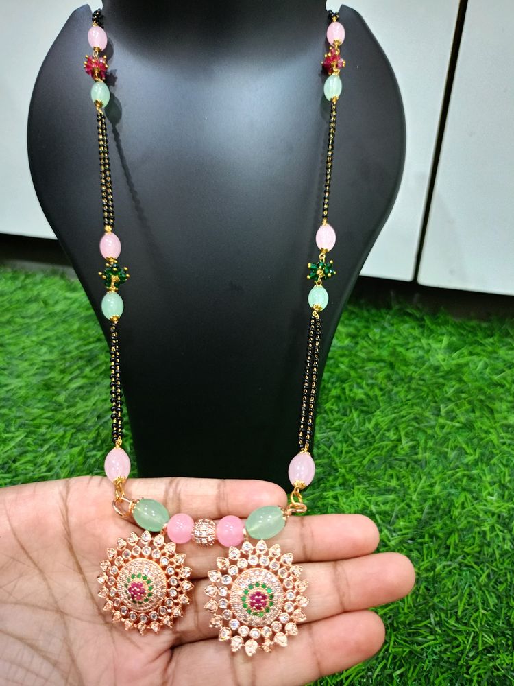 American Diamond Trending Mangalsutra With Earings