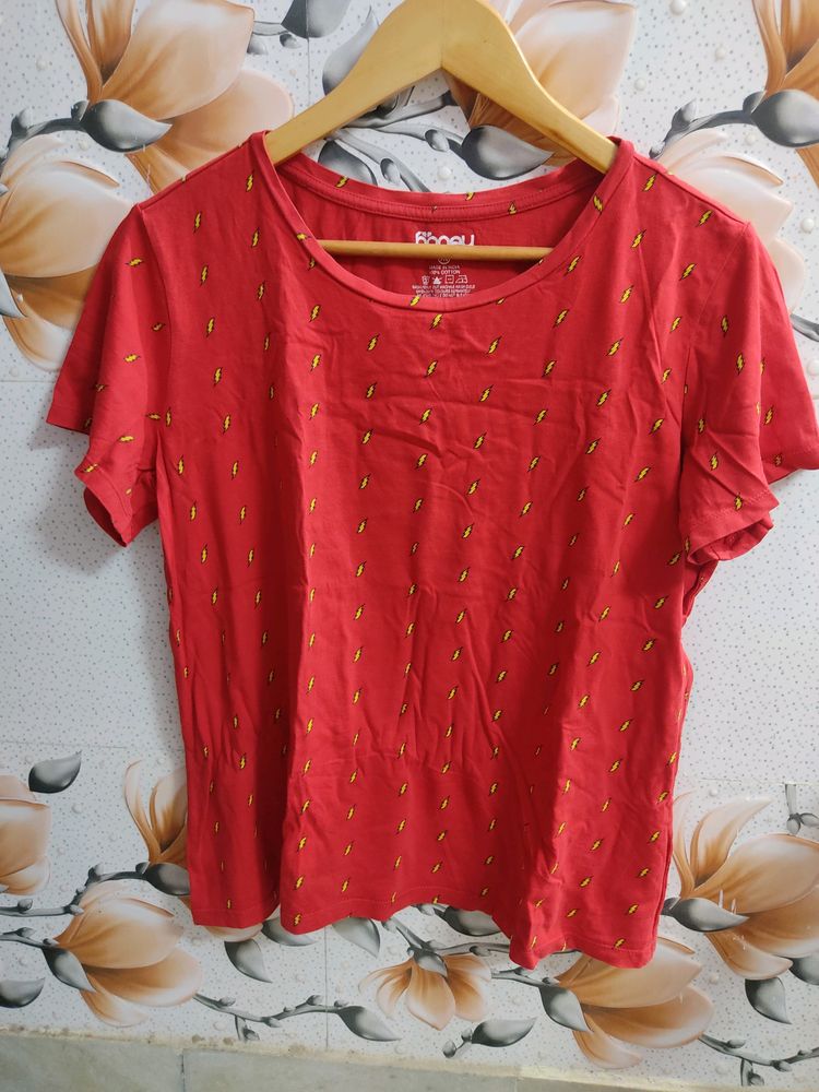 Honey By Pantaloons Pure Cotton Printed Red Top