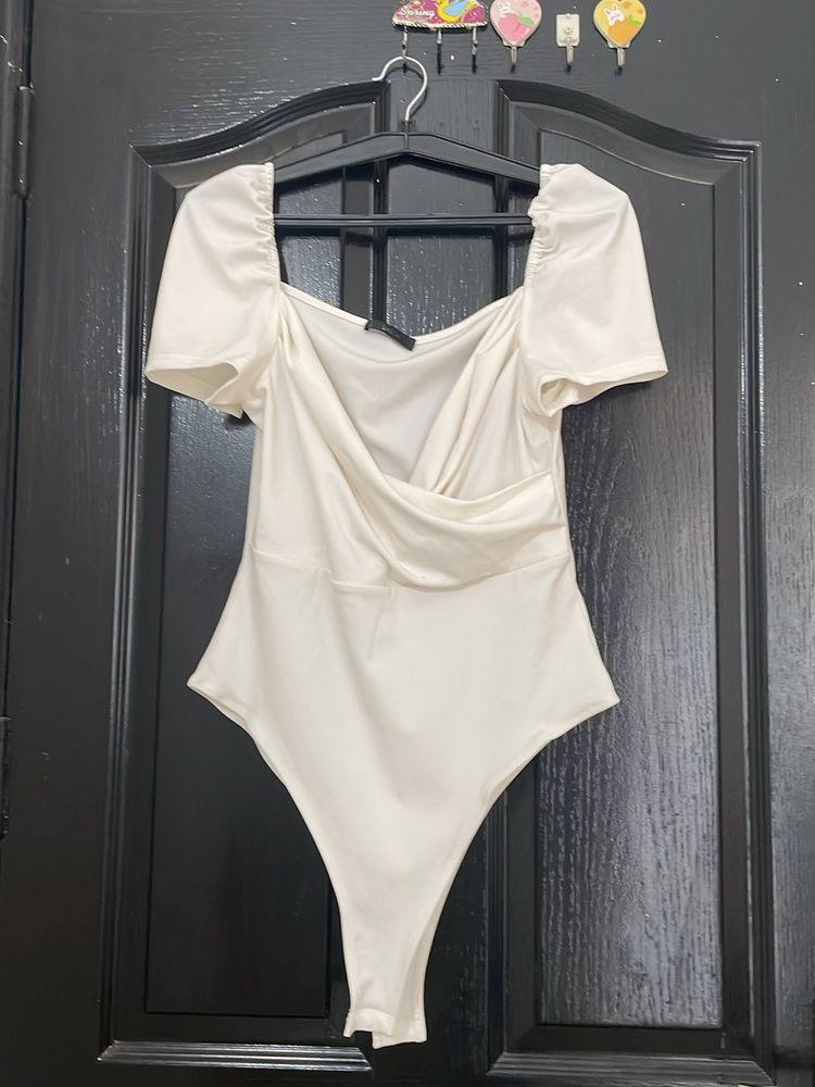 Sexy White low cut body suit