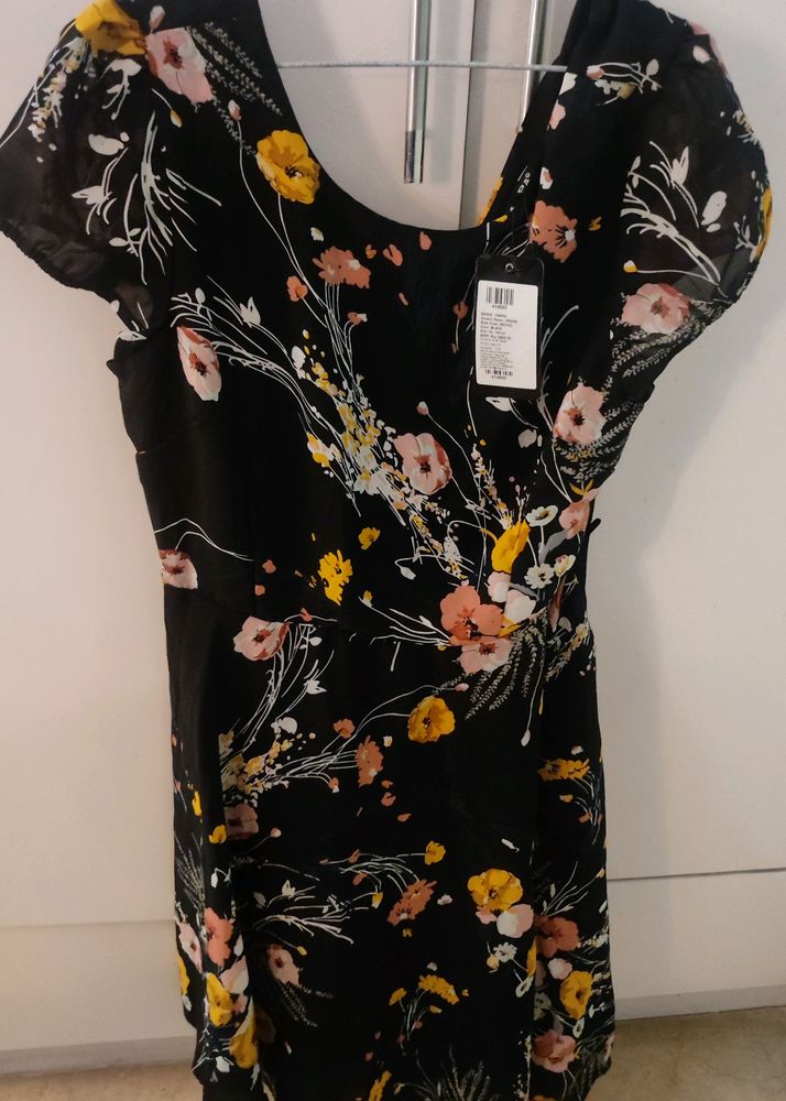 Black Printed Casual Dress (XL)