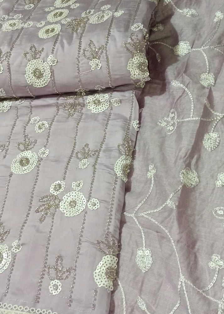 Lavender Chanderi Cotton Dress Material,Suit