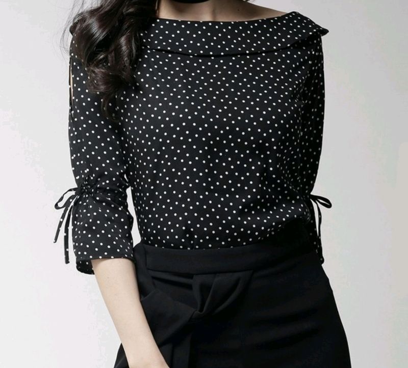 Style Quotient Black Polka Dot Top