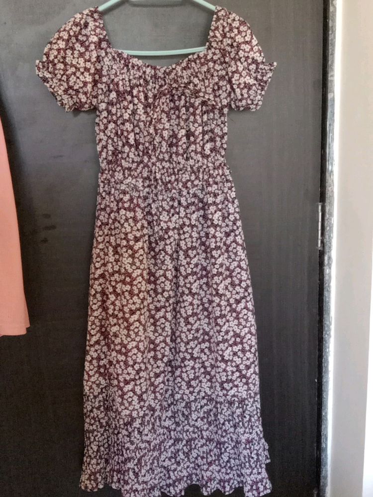 Pink Floral Print Dress