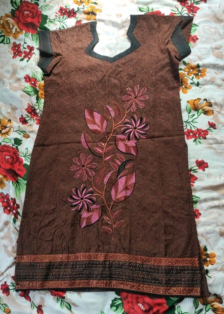 Brown Cotton Kurtha | Size M