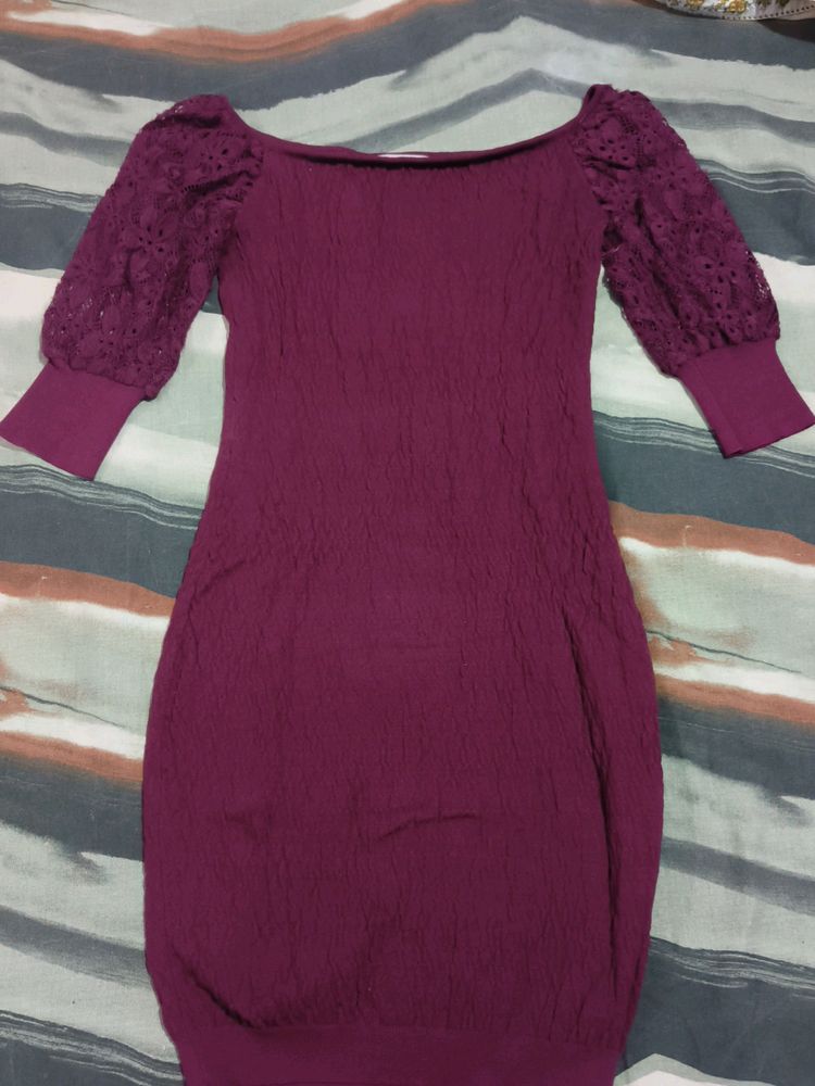 Bodycon Burgundy Colour Party Dress