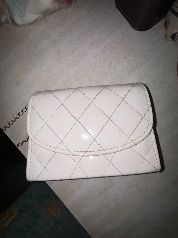 Mini White Sling Bag