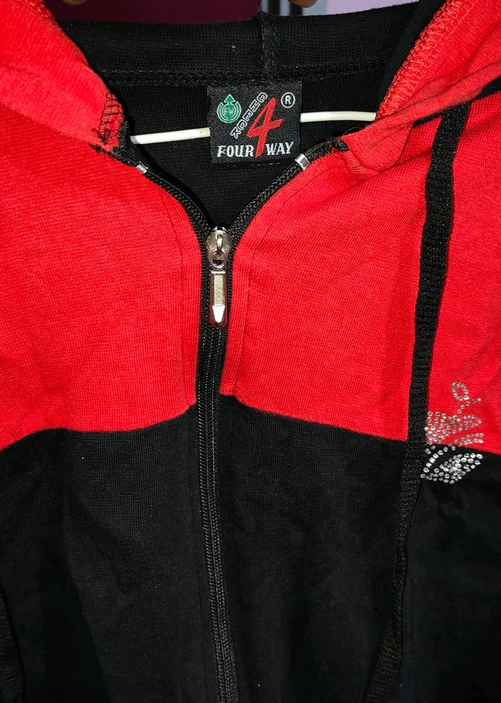 Red And Black Hooded Top