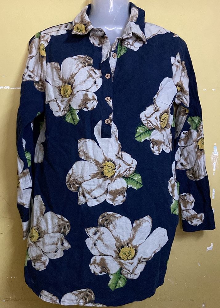 Blue Floral Shirt Zara