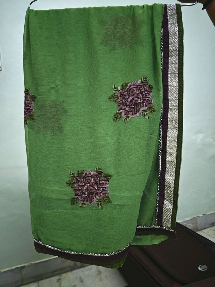 Olive Colour Saree For Daily Purpose