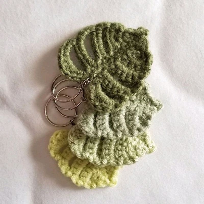 Crochet Leaf Keychain