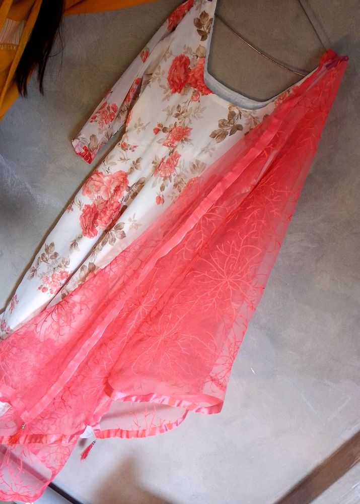 Full Flaired Geogratte Anarkali With Dupatta