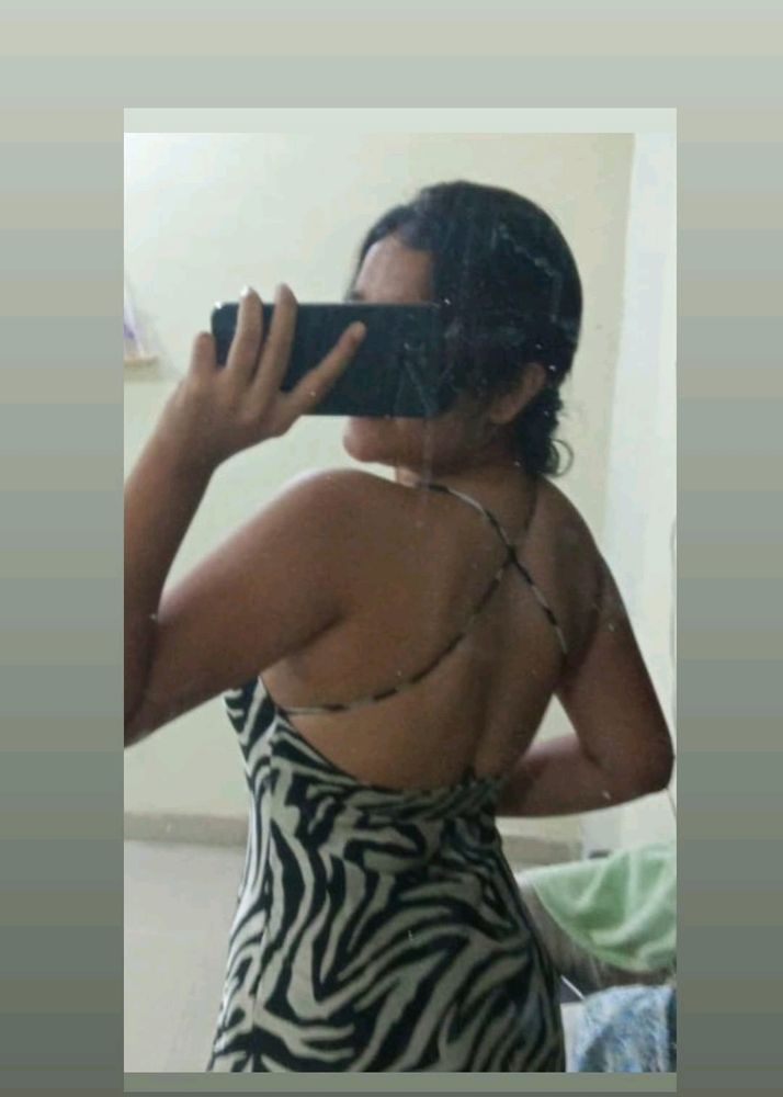 Zebra Print Satin Dress H&M