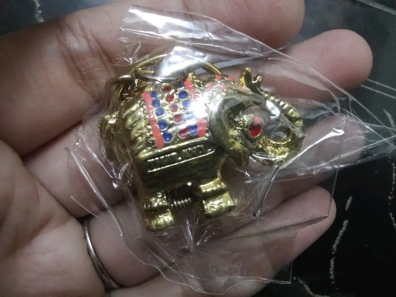 Thailand Jeweled Elephant Keychain