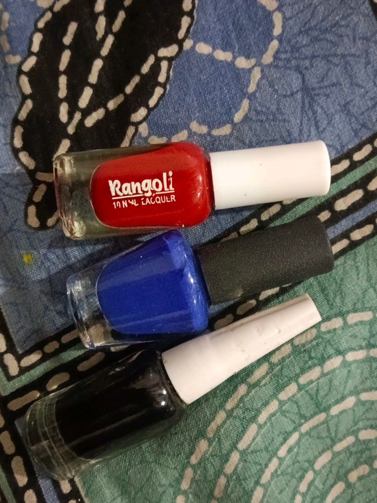 3 Nail Paint Black Red Blue