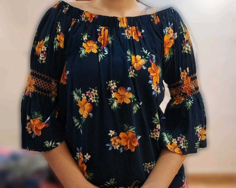 Pantaloons Off Shoulder Floral Top Size- S