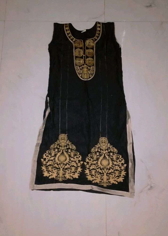 Black Golden Embroidery Kurti